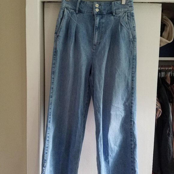 SOLD Madewell Pleated Wide Leg Jeans High Rise - Picture 2 of 3